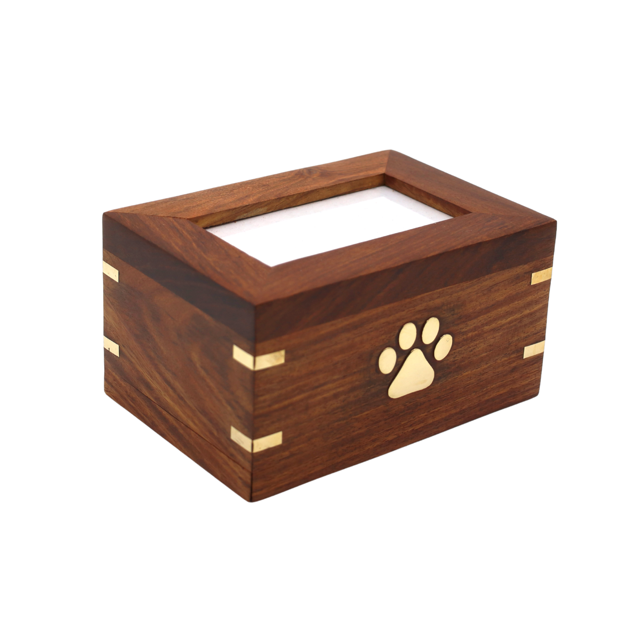 Paw-Print Photo Wood Urn
