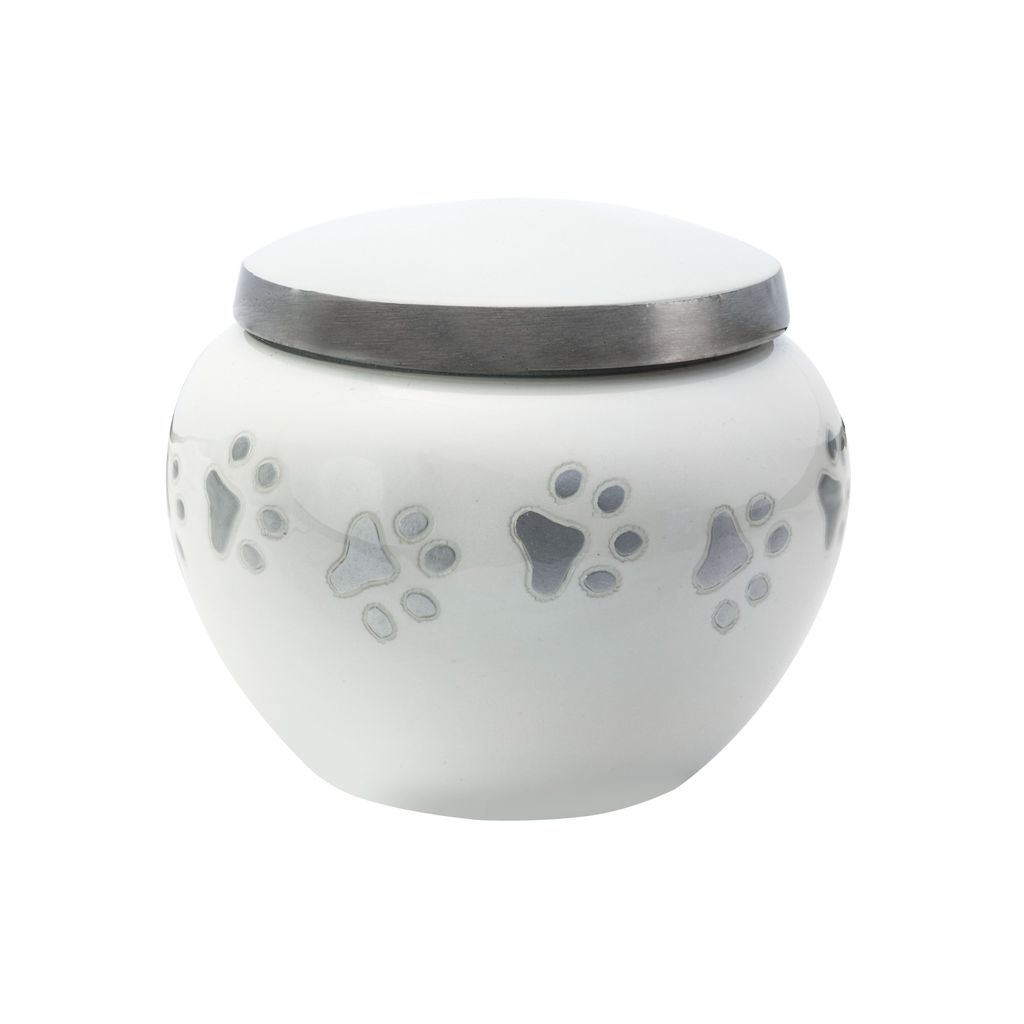 Paw-print metal vase pet urn